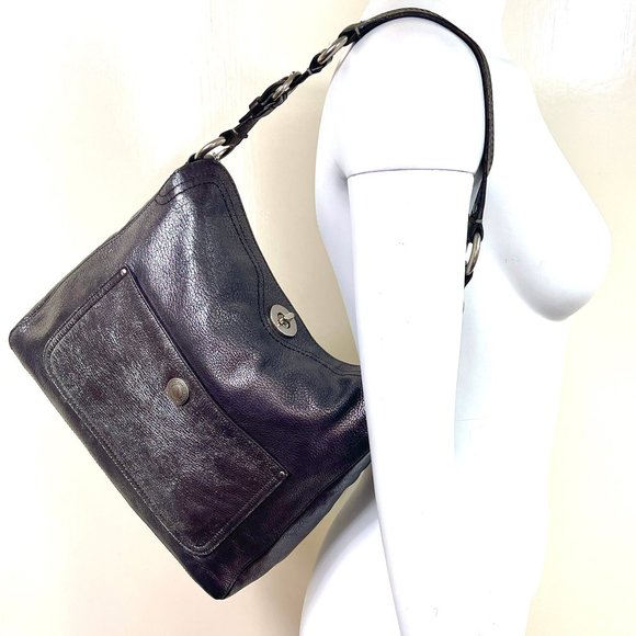 Coach Metallic Gray Shoulder Bag - Picture 5 of 15